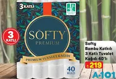 SOFTY BAMBU KATKILI 3 KATLI TUVALET KAĞIDI 40'LI